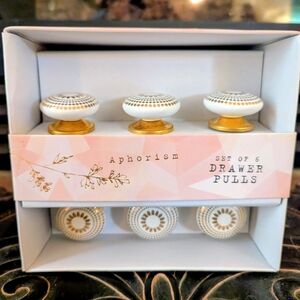Aphorism White and Gold Drawer Pull Knob Set